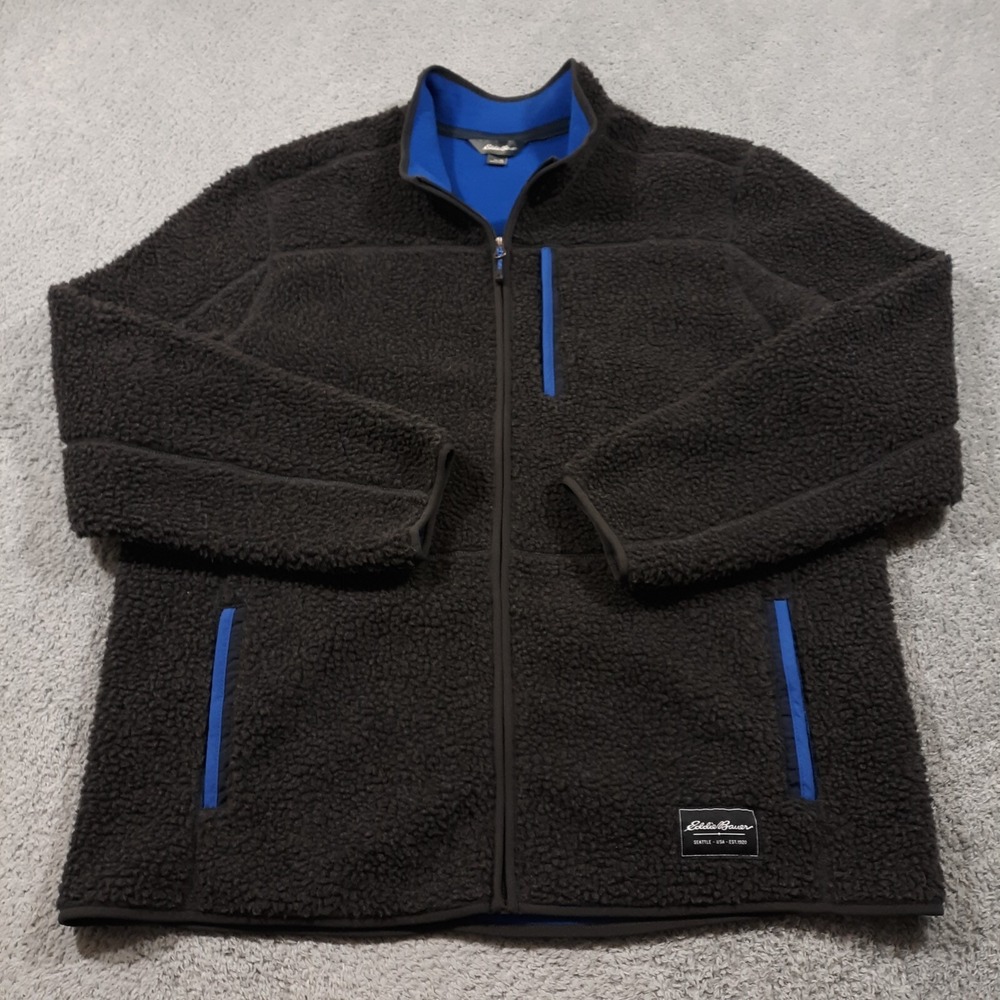 Eddie Bauer Sherpa Fleece Jacket Mens XL Full Zip Lined Outdoor Hiking Travel